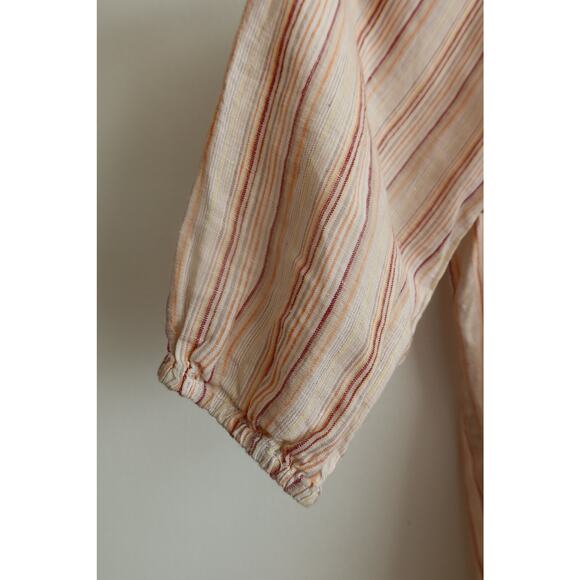 Sundance Striped Linen Amelia Top with Pintuck Detail Women's Size Medium - Picture 4 of 5
